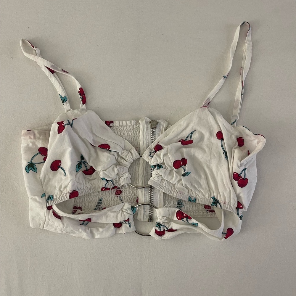 Cropped cherry tank, with cutouts